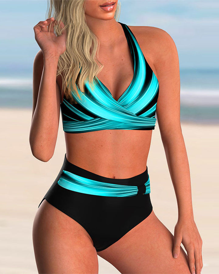 Wilson - Bikini Set with Cross Neckline and Print
