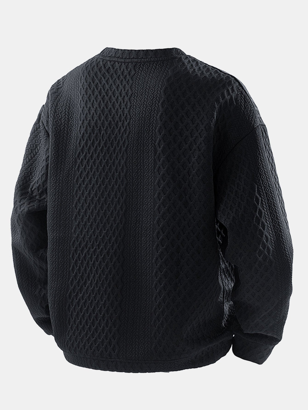 Relax Fit Geometric Jacquard Crew Neck Sweatshirt