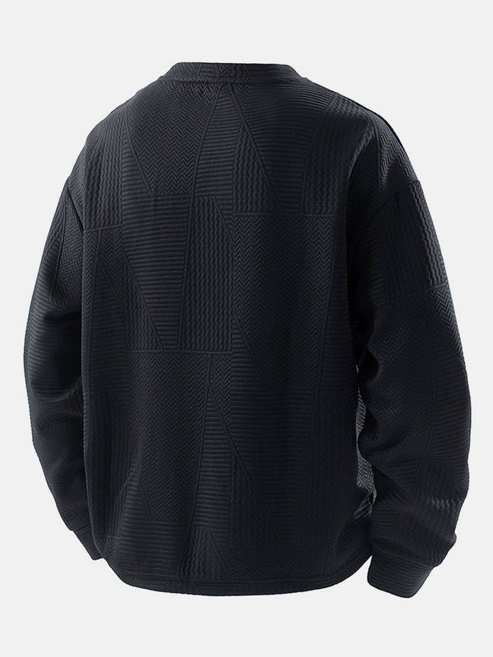 Relax Fit Geometric Jacquard Sweatshirt