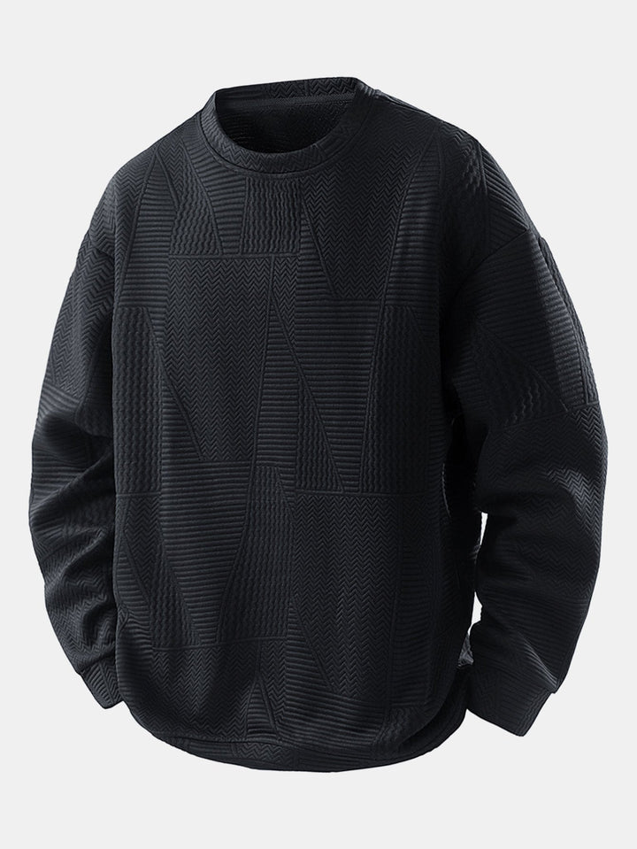 Relax Fit Geometric Jacquard Sweatshirt