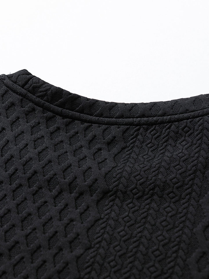 Relax Fit Geometric Jacquard Crew Neck Sweatshirt