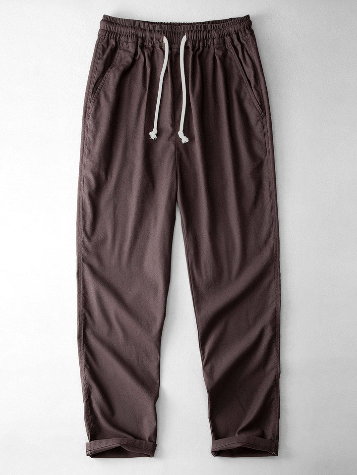 Geometric Jacquard Eyelet Cuban Shirt & Straight Leg Linen Pants