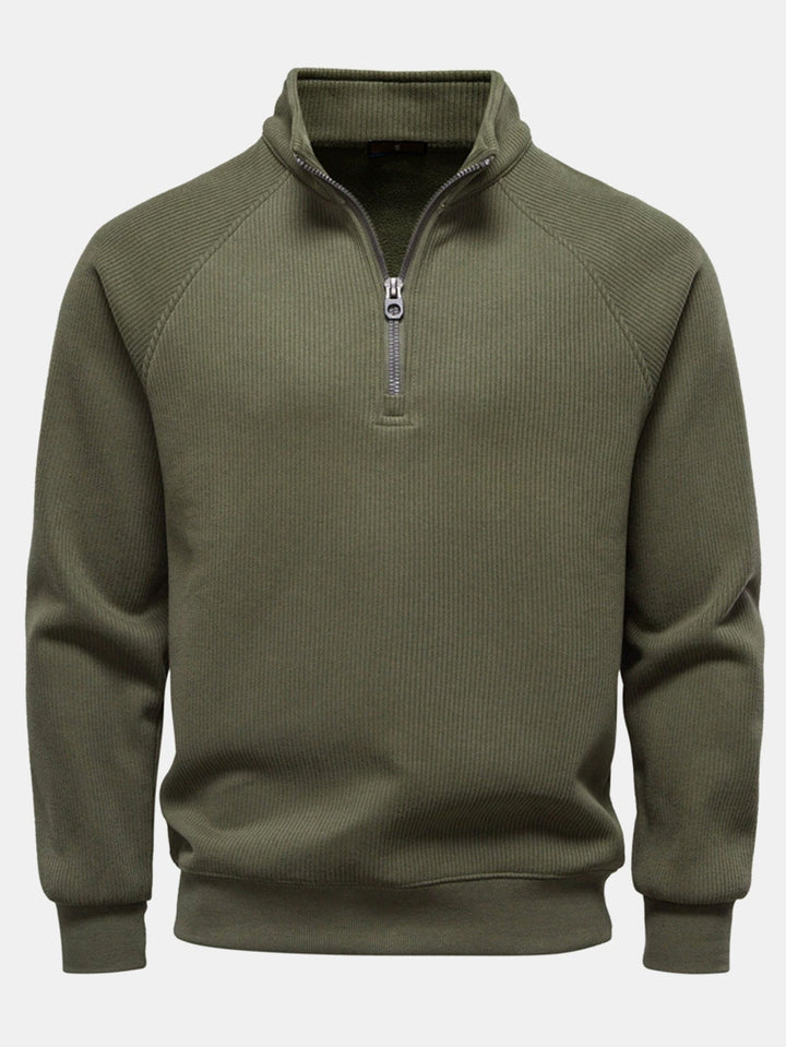 Ribbed Raglan Sleeve Quarter Zip Sweatshirt