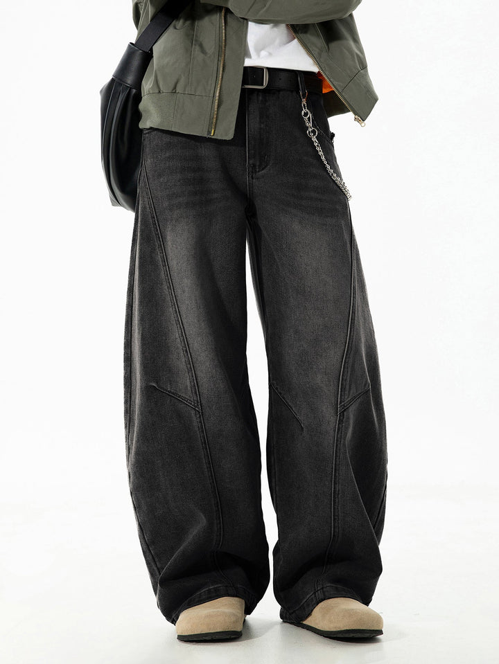 Washed Distressed Denim Baggy Pants