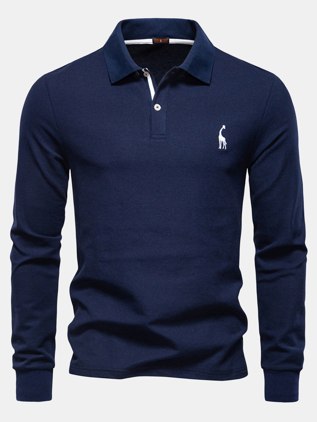 Long Sleeved Giraffe Embroidery Polo Shirt