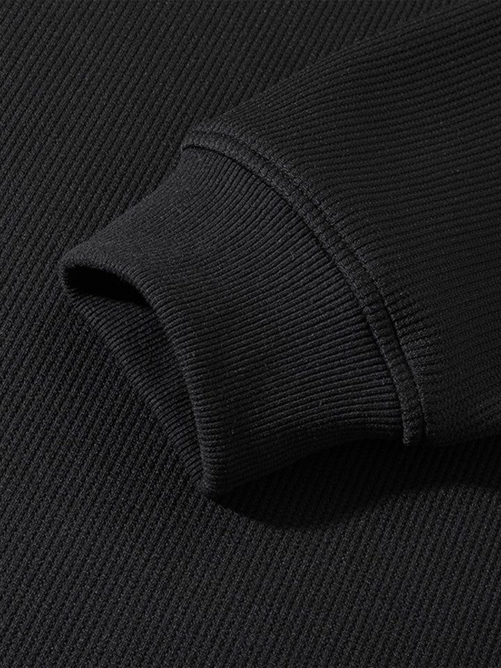 Relax Fit Waffle V Neck Sweatshirt