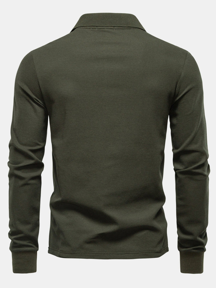 Long Sleeved Giraffe Embroidery Polo Shirt