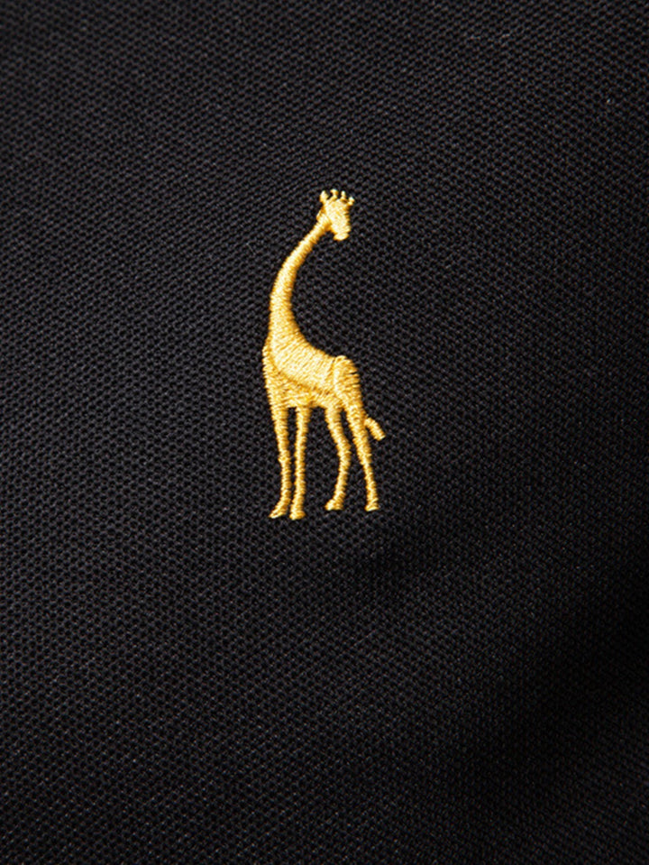 Long Sleeved Giraffe Embroidery Polo Shirt