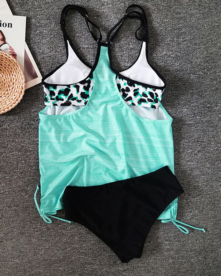 Wilson - Solid Tankini with Leopard Print