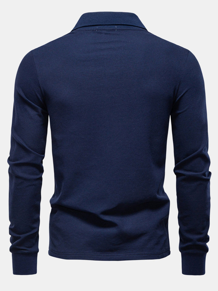 Long Sleeved Giraffe Embroidery Polo Shirt