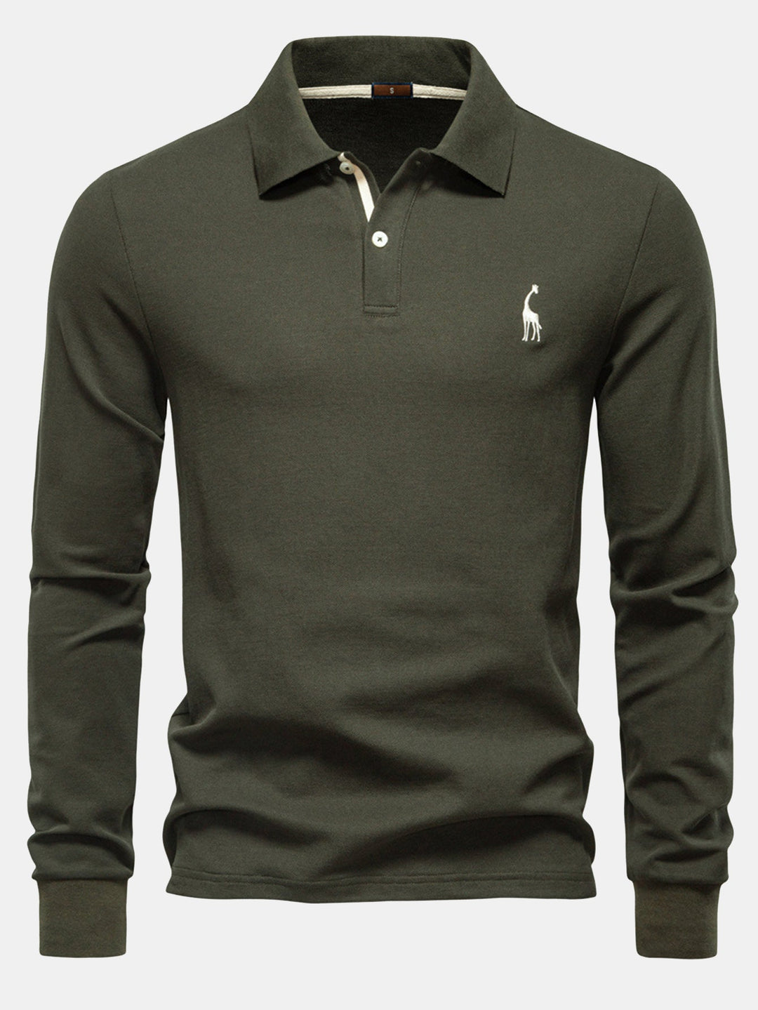 Long Sleeved Giraffe Embroidery Polo Shirt