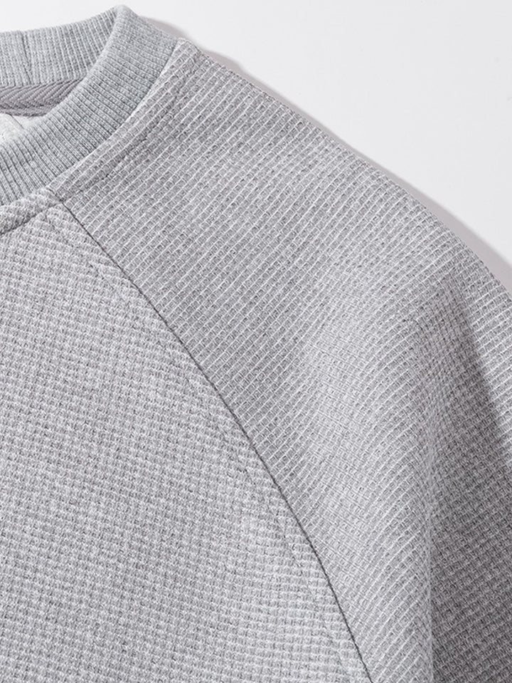 Relax Fit Waffle Crew Neck Sweatshirt