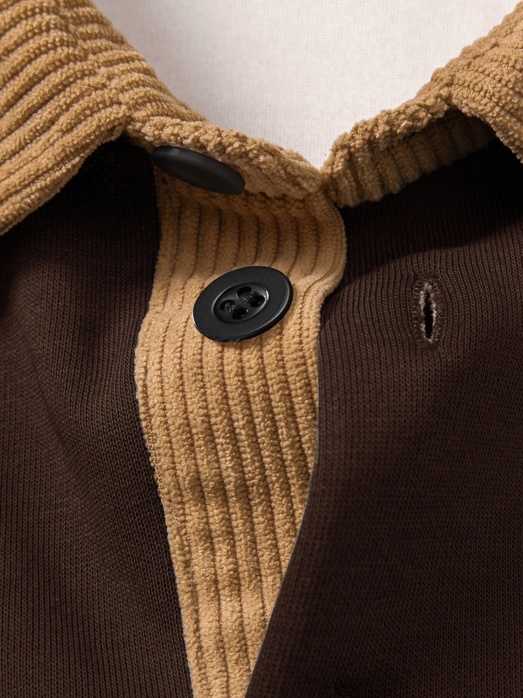 Relax Fit Contrast Corduroy Polo Collar Sweatshirt & Straight Leg Corduroy Pants