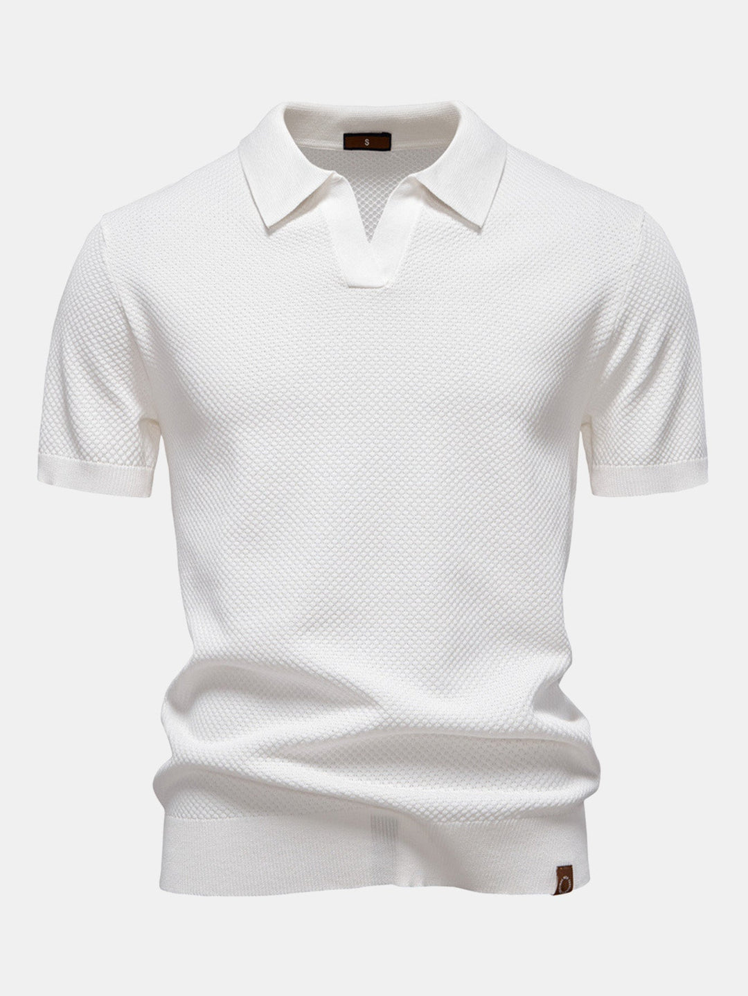 Pineapple Texture Knit V Neck Polo