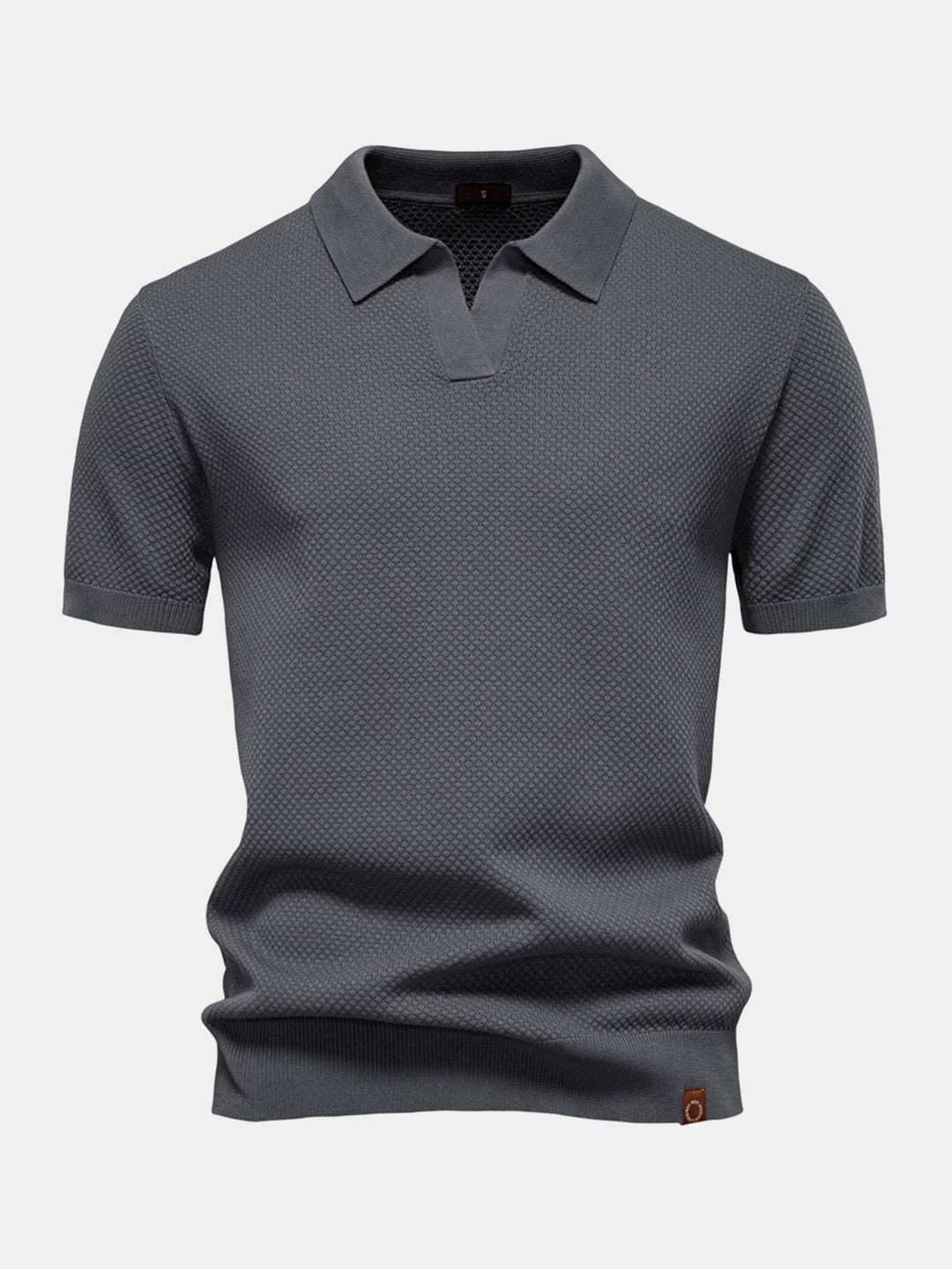 Pineapple Texture Knit V Neck Polo