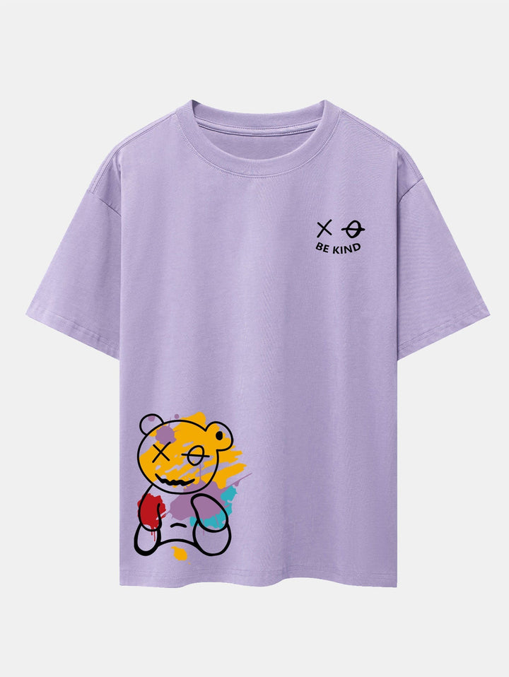 Graffiti Bear Print Drop Shoulder Oversize T-Shirt