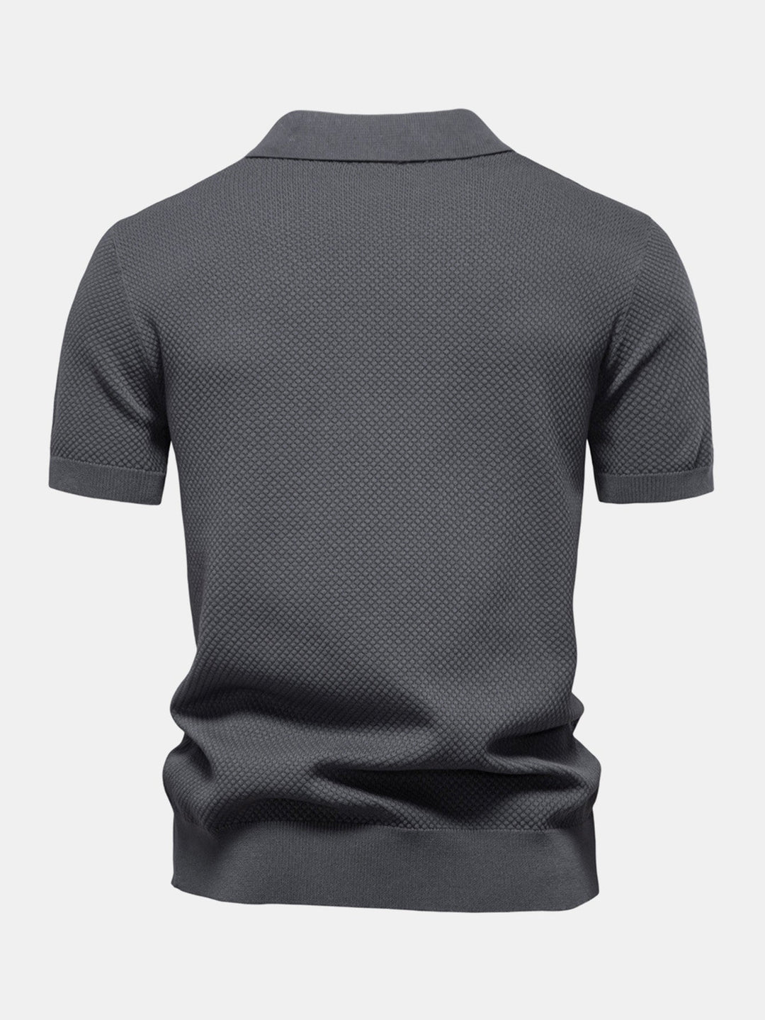 Pineapple Texture Knit V Neck Polo