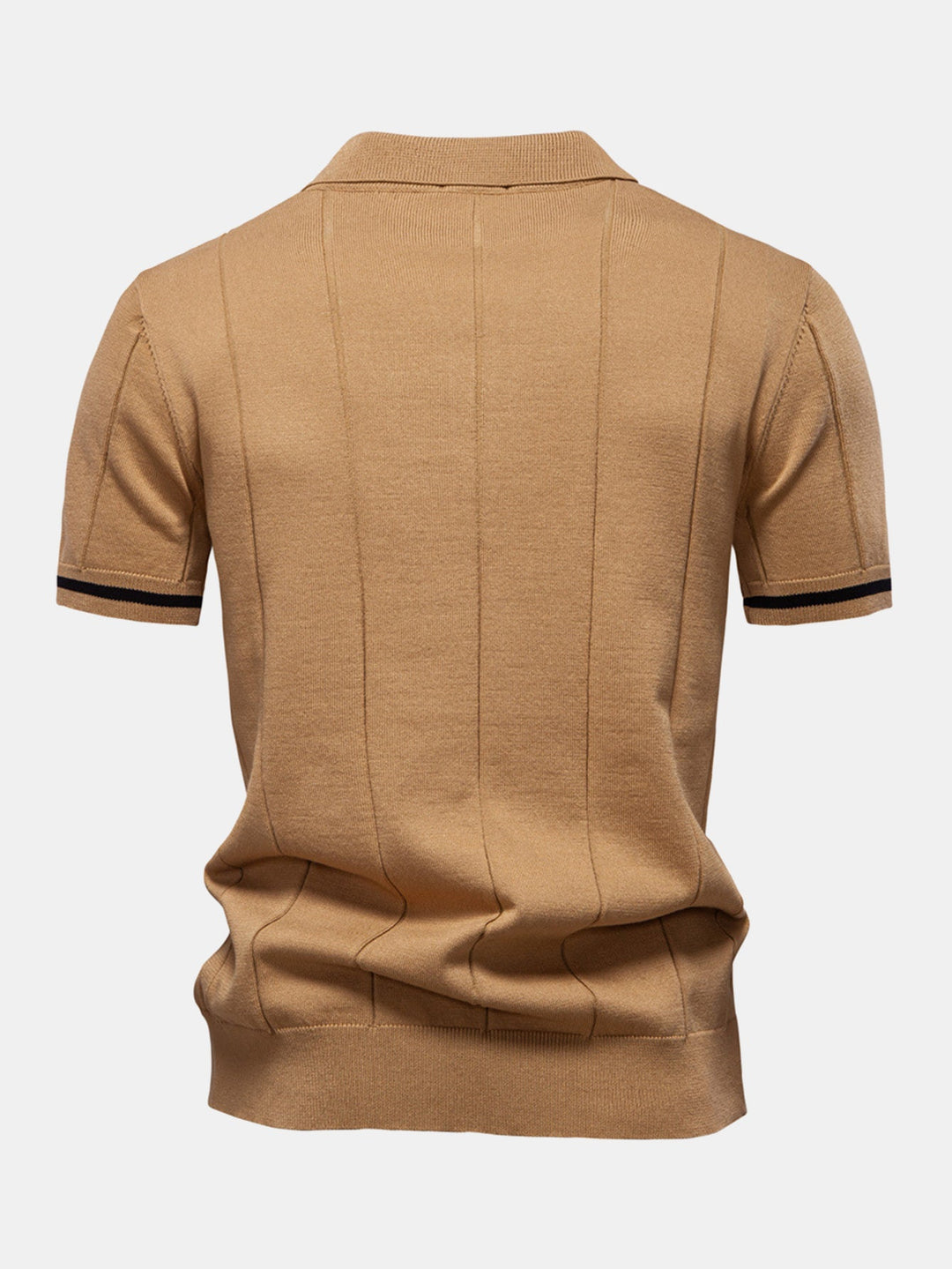 Contrast Trim Zipper Knit Polo Shirt