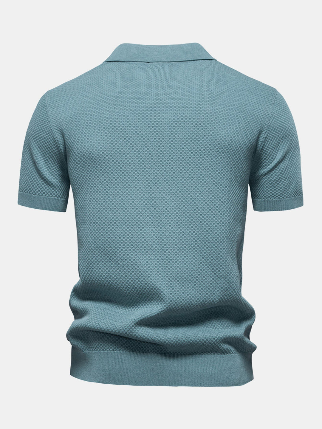 Pineapple Texture Knit V Neck Polo