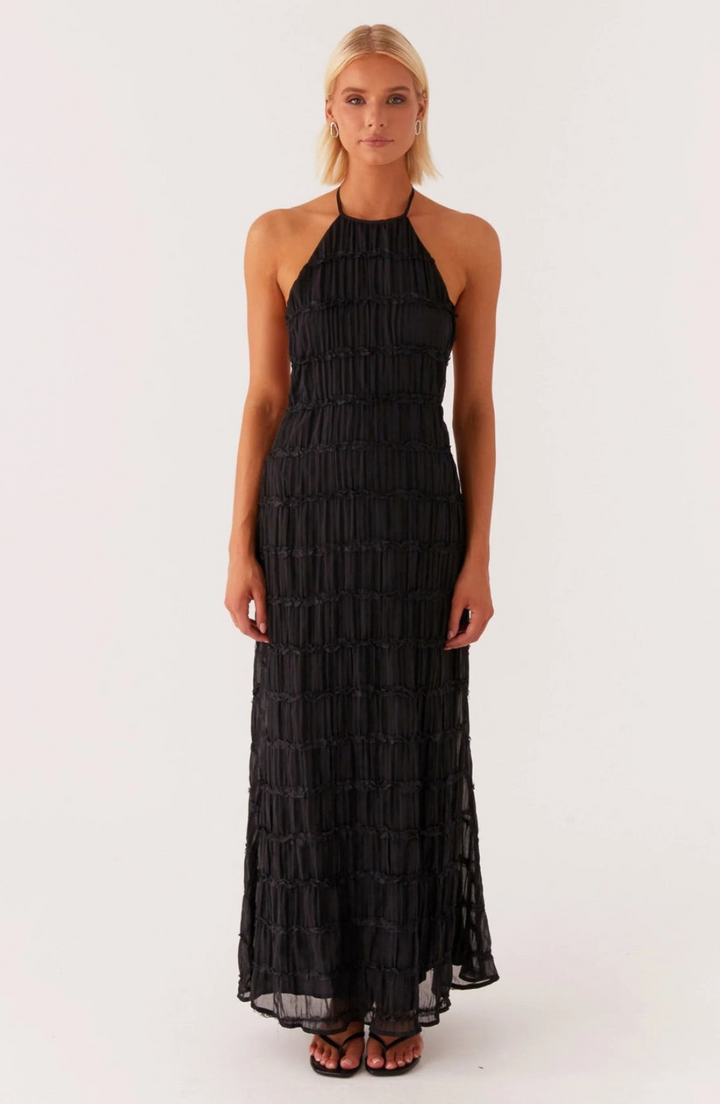 Caroline | Textured Halter Neck Maxi Dress