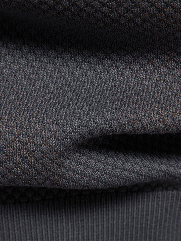 Pineapple Texture Knit V Neck Polo
