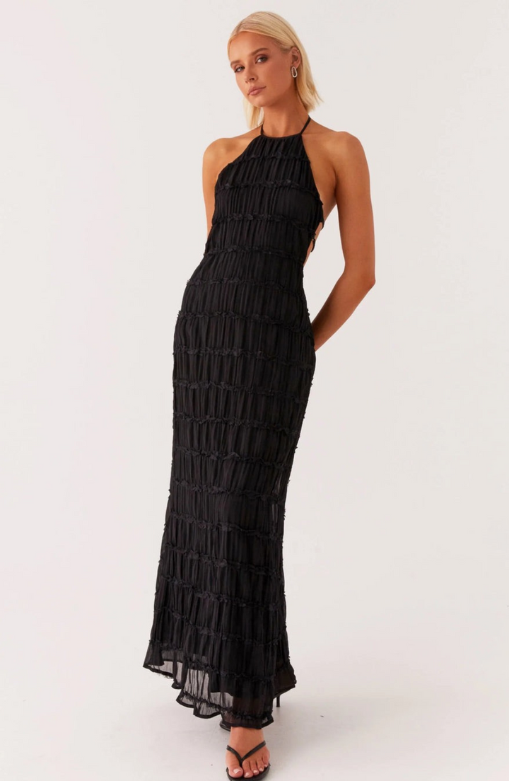 Caroline | Textured Halter Neck Maxi Dress