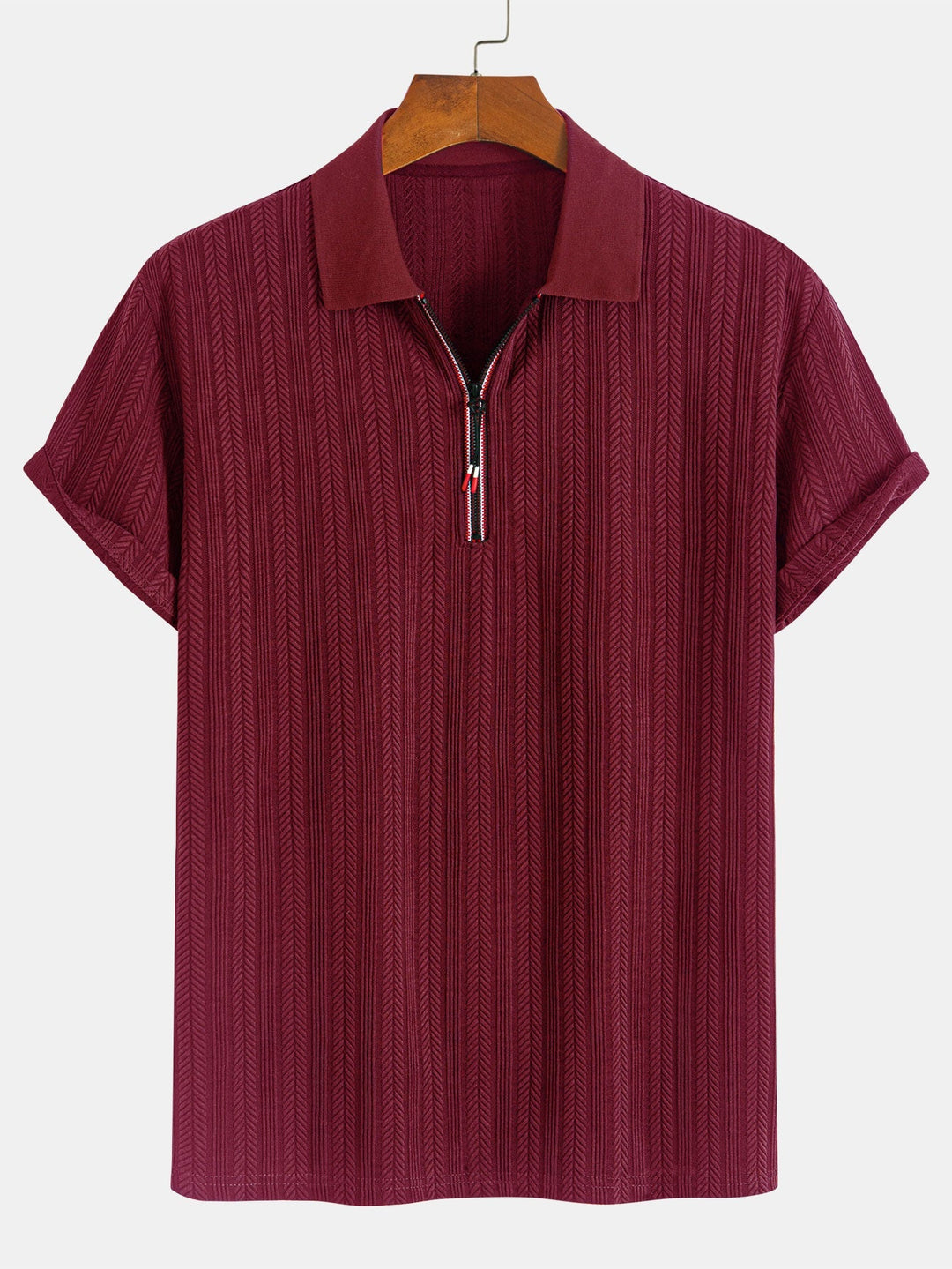 Textured Zipper Polo