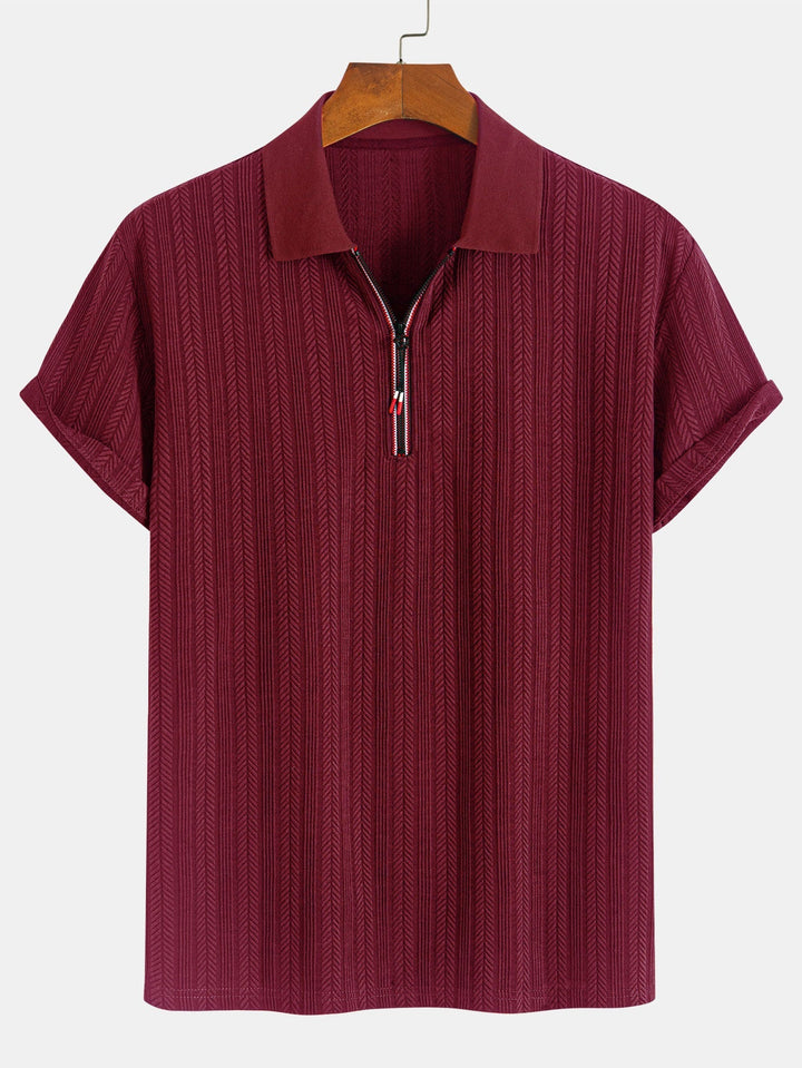 Textured Zipper Polo