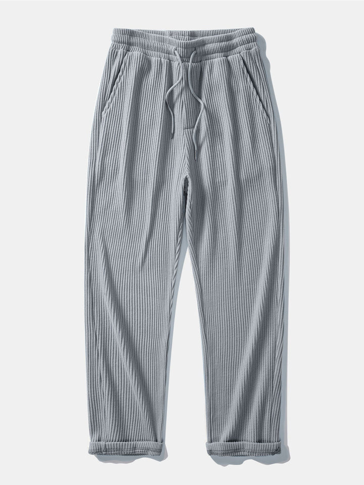 Long Sleeved Knitted Waffle Polo Shirt & Drawstring Knitted Waffle Pants