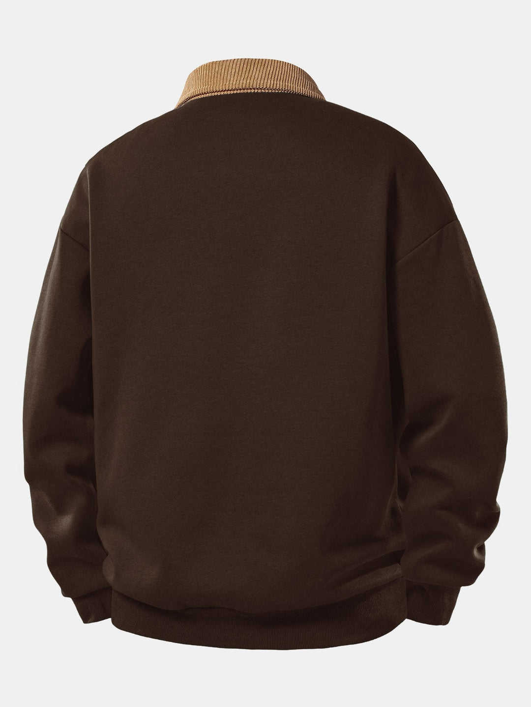 Relax Fit Men Print Contrast Corduroy Polo Collar Sweatshirt