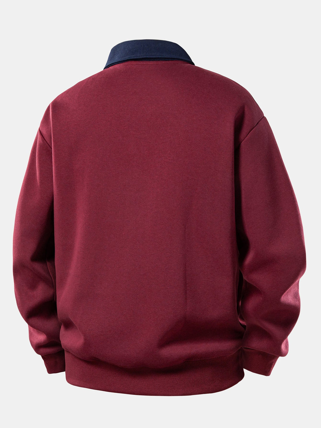 Relax Fit Ghost Drinking Coffee Print Contrast Polo Sweatshirt
