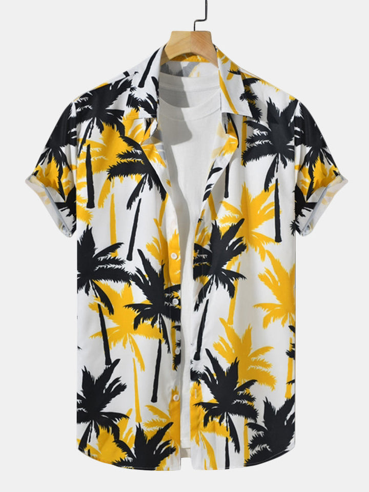 Palm Tree Print Button Up Shirt & Swim Shorts