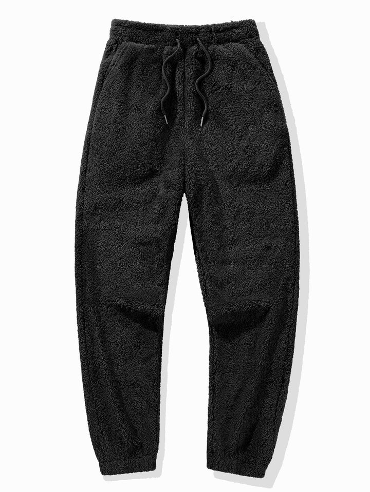 Bear Embroidered Patch Teddy Hoodie & Teddy Jogger Pants