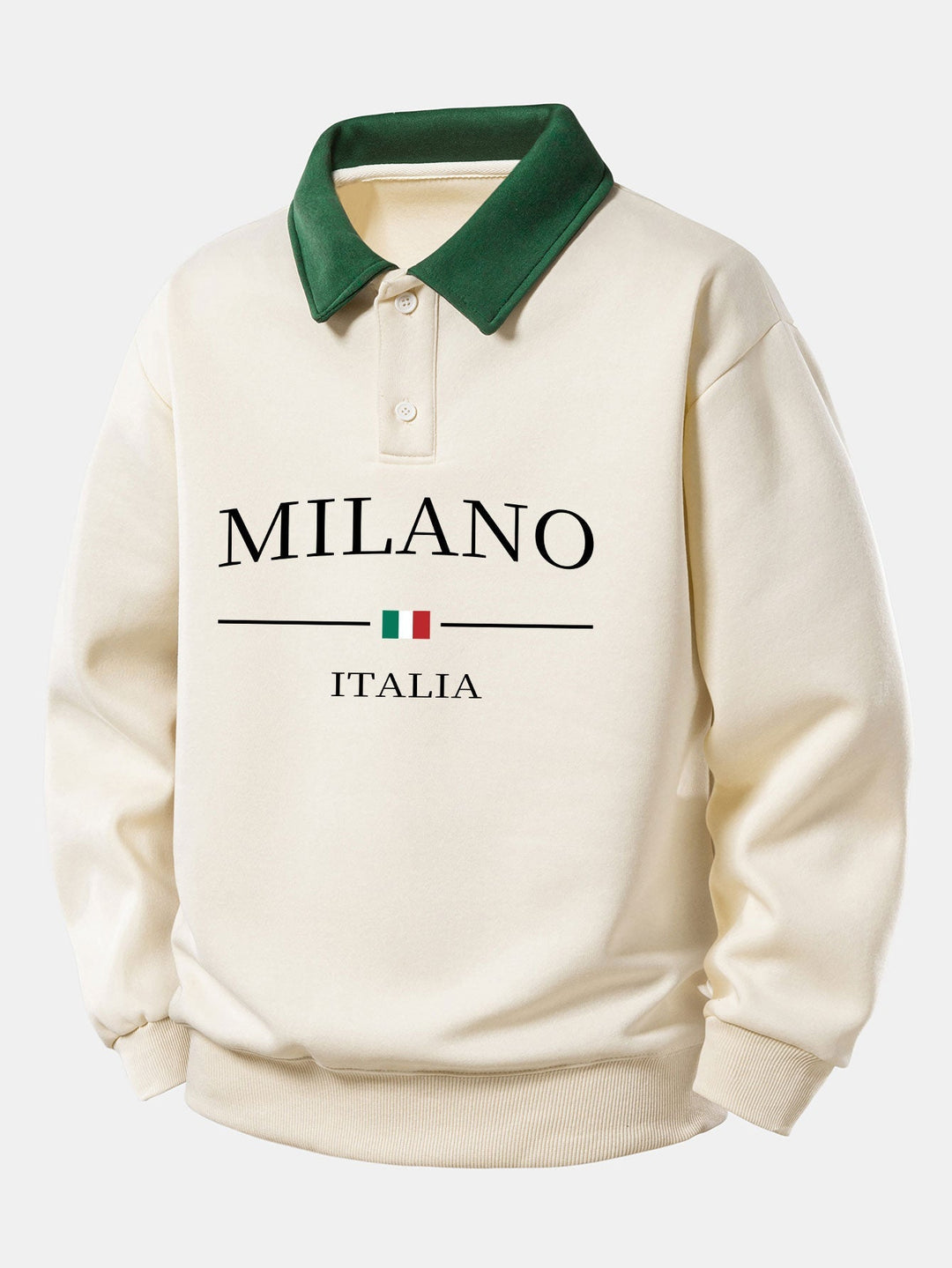 Relax Fit Milano Print Contrast Polo Sweatshirt & Slit Hem Stripe Pants