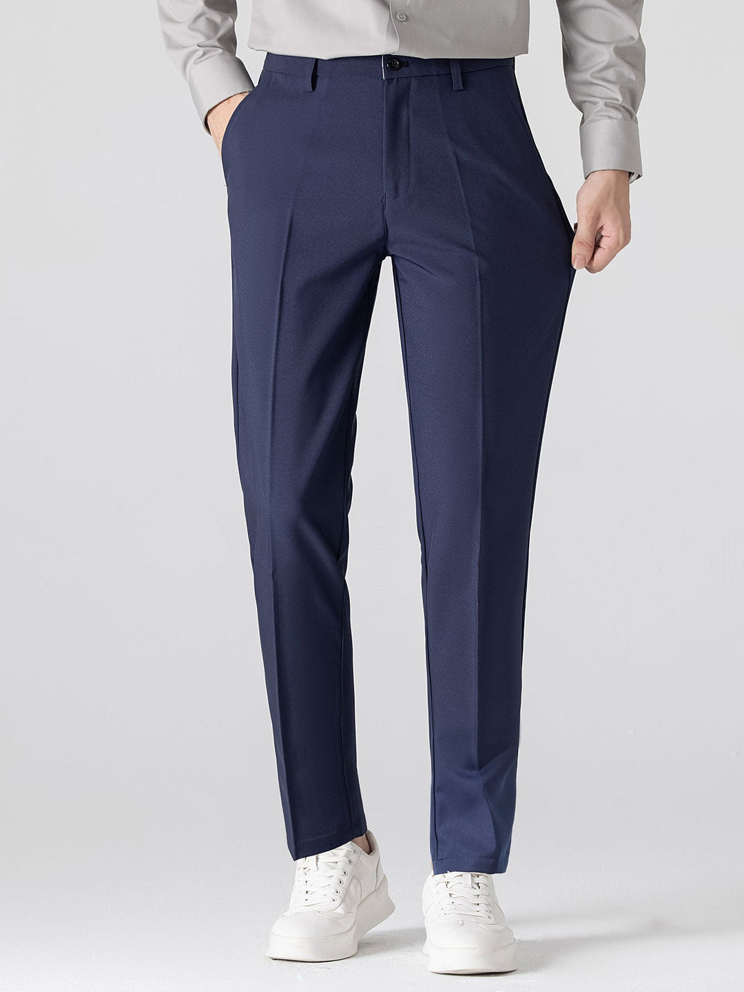 Texture Contrast Knitted V Neck Polo Shirt & Slim Fit Tapered Trousers