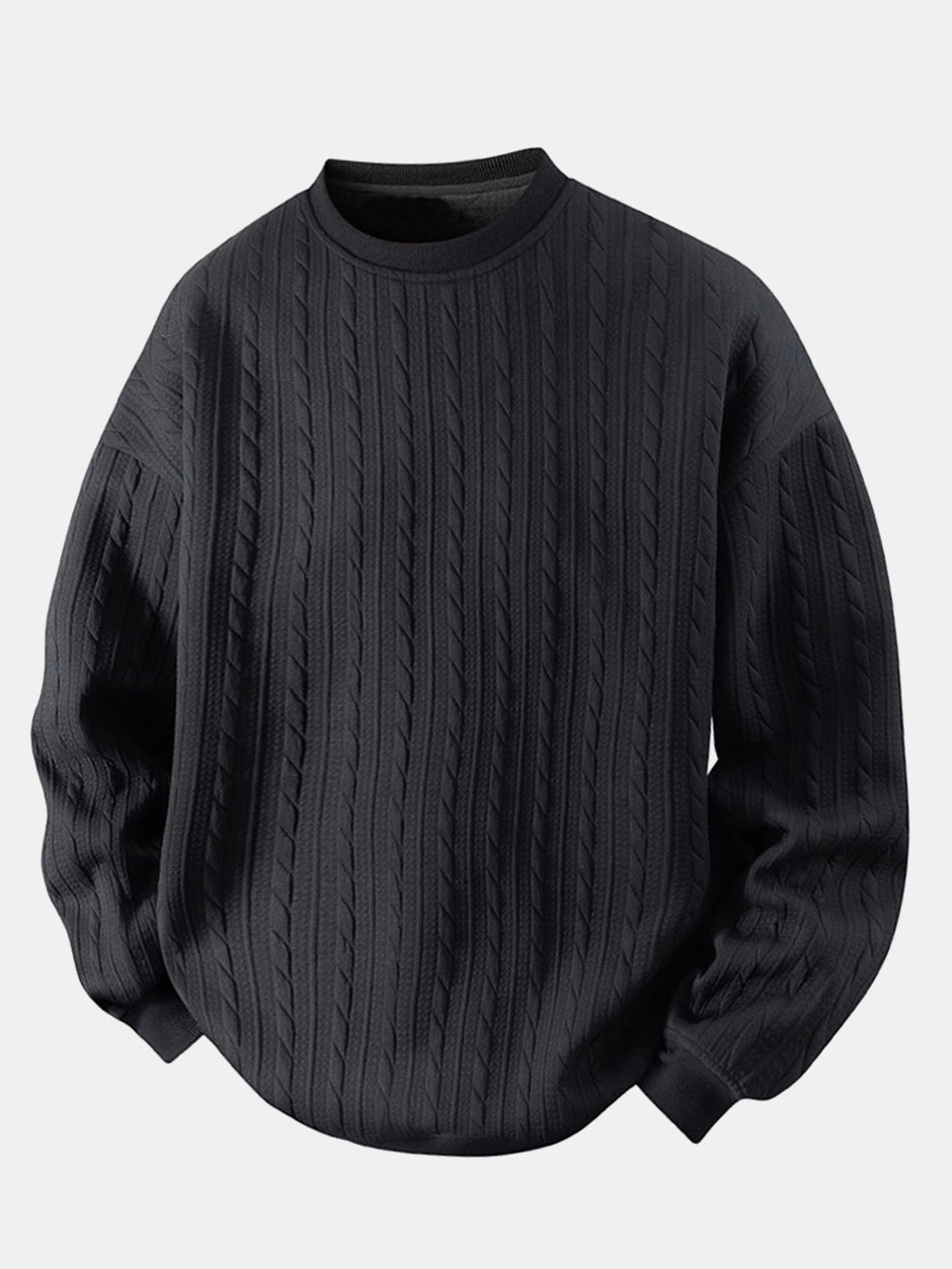 Relax Fit Twist Jacquard Crew Neck Sweatshirt