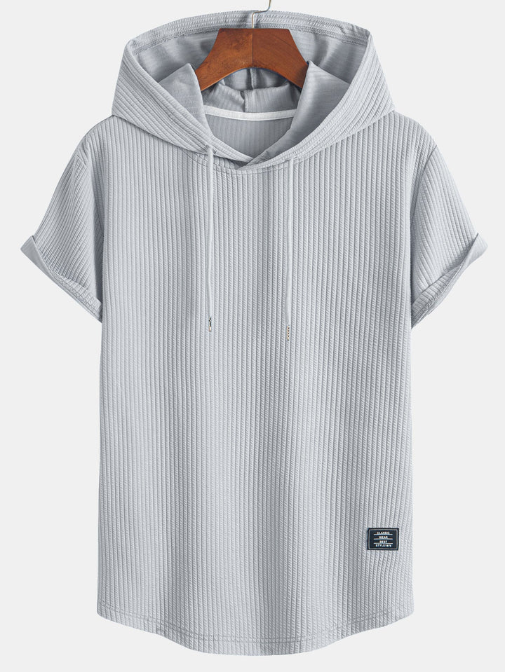 Ribbed Hooded  Arc Hem T-Shirt