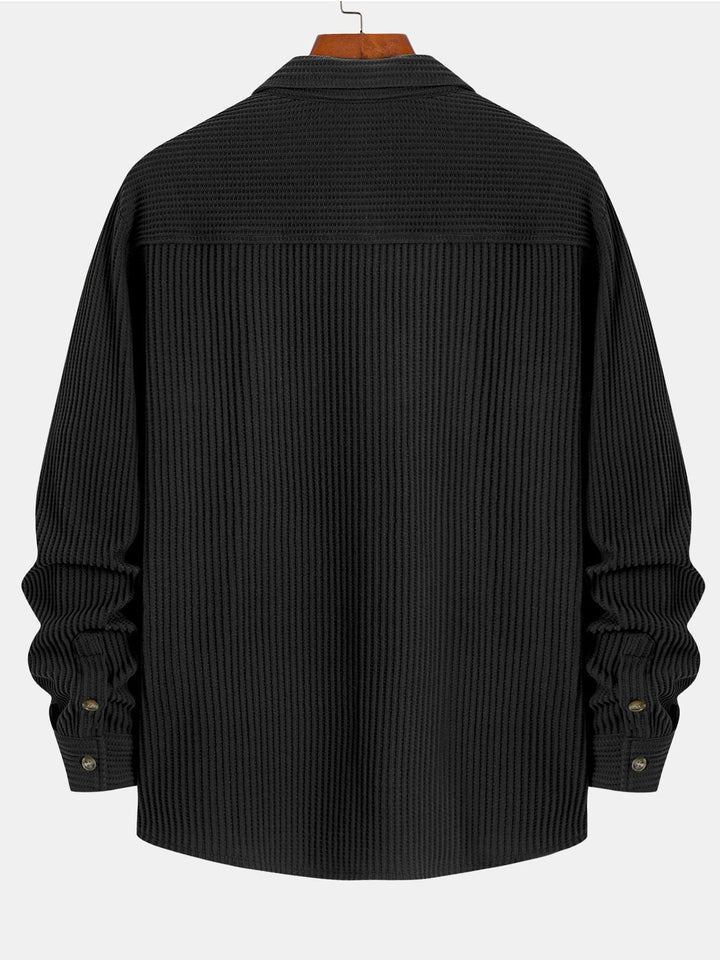 Long Sleeved Waffle Button Up Shirt