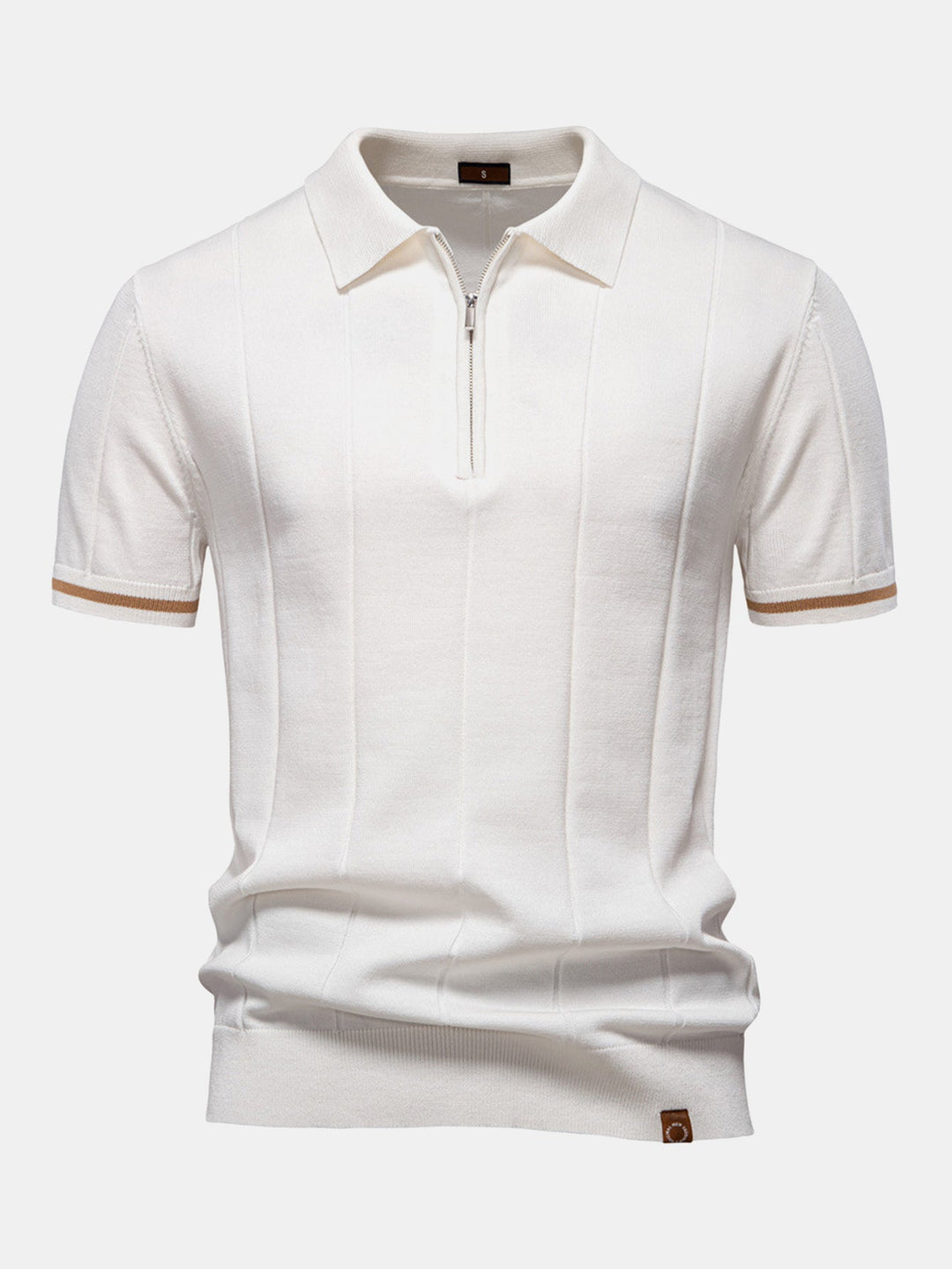 Contrast Trim Zipper Knit Polo Shirt