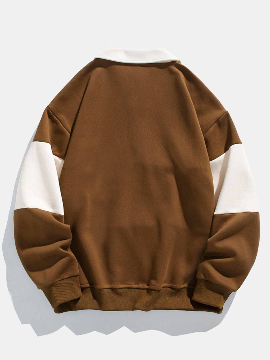 Relax Fit Color Block Patchwork Polo Sweatshirt