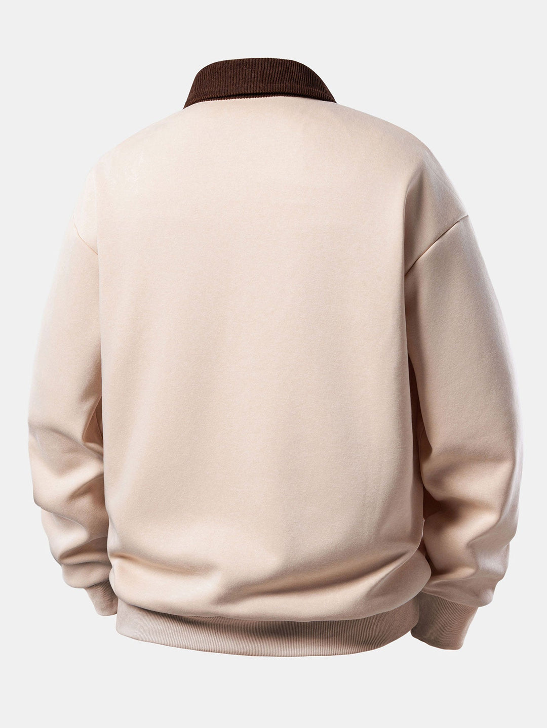 Relax Fit Contrast Corduroy Polo Collar Sweatshirt