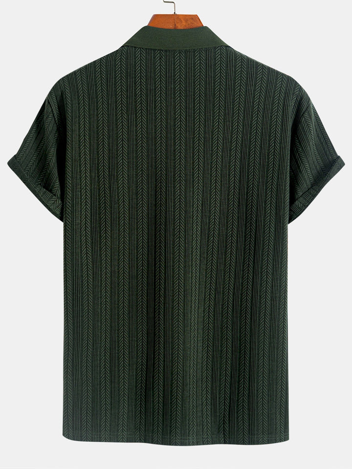 Textured Zipper Polo