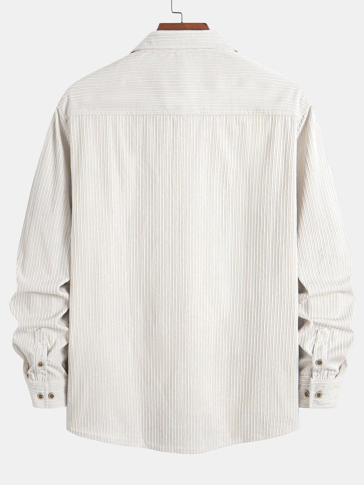 Long Sleeve Corduroy Pocket Button Up Shirt