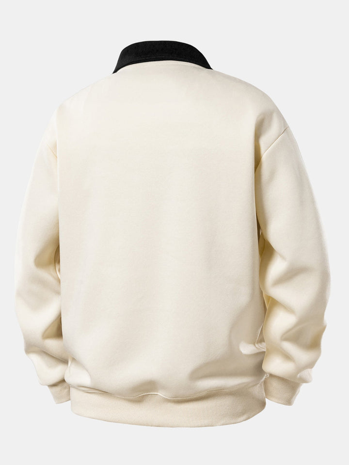 Relax Fit Contrast Polo Sweatshirt
