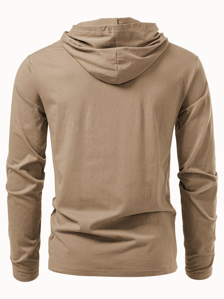 Long Sleeved Cotton Hooded T-Shirt
