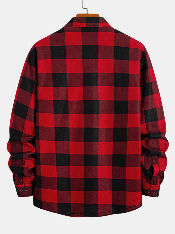 Flannel Fleece Lined Plaid Shirt With Pockets