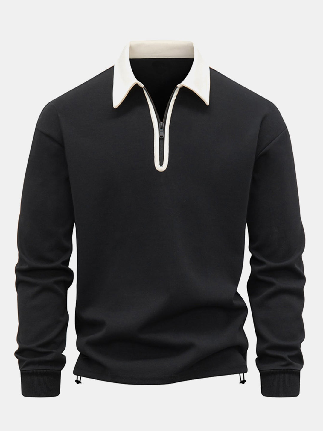 Contrast Zipper Polo Collar Sweatshirt