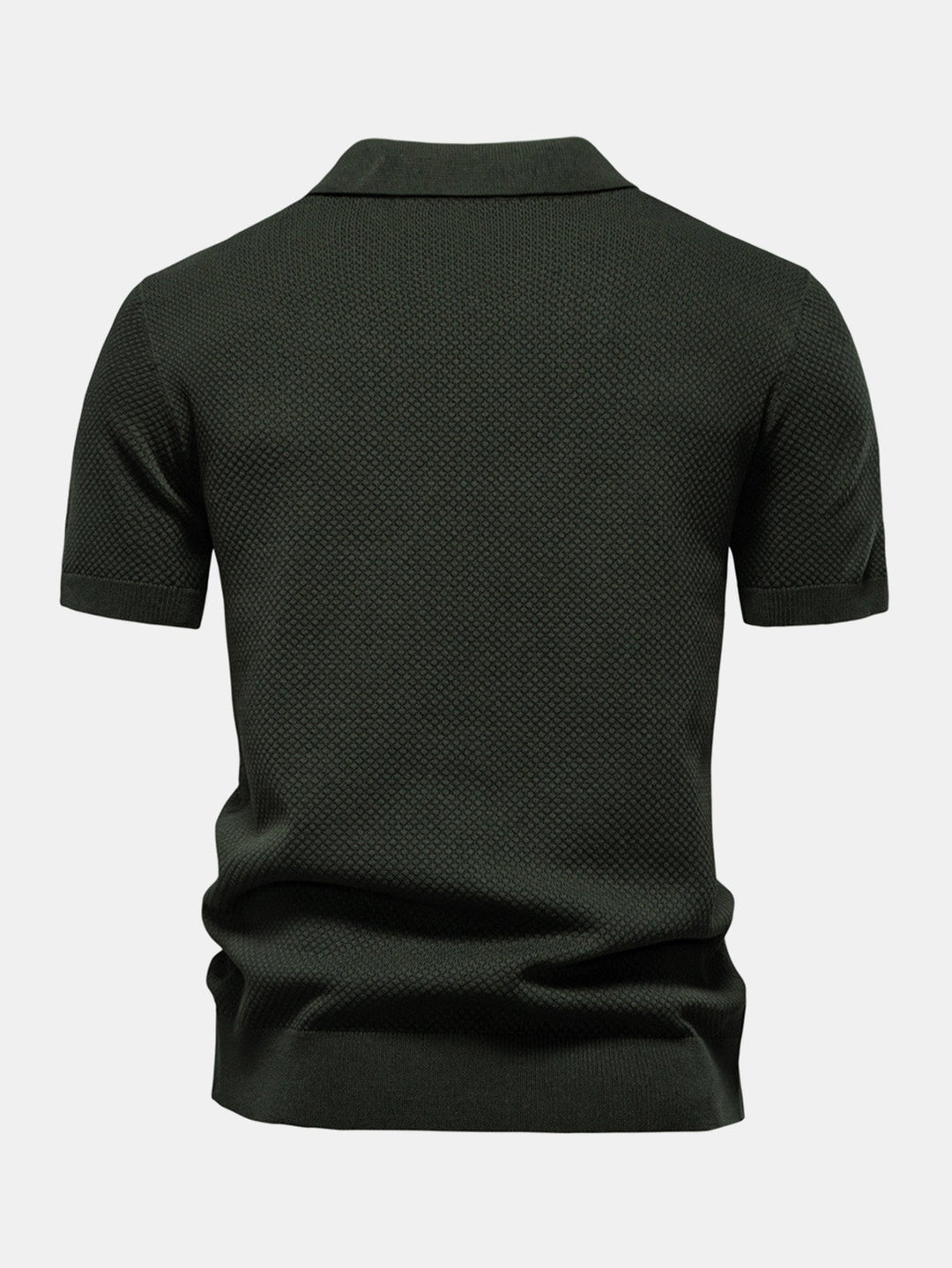 Pineapple Texture Knit V Neck Polo