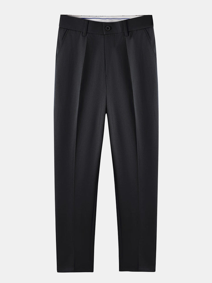 Texture Contrast Knitted V Neck Polo Shirt & Slim Fit Tapered Trousers