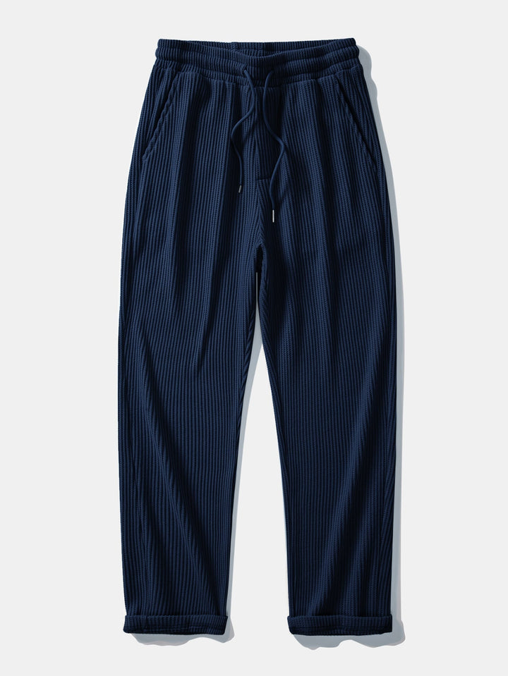 Long Sleeved Knitted Waffle Polo Shirt & Drawstring Knitted Waffle Pants